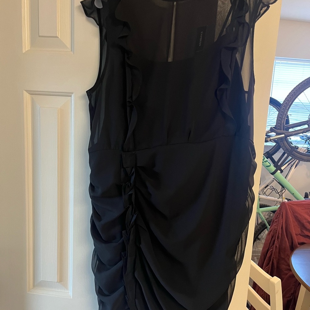 Express Black Ruffle Mini Dress